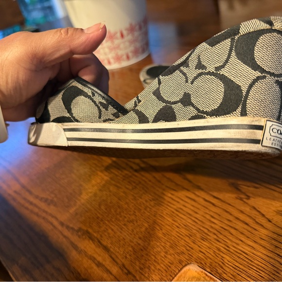 Coach wedge black and gray sandals signature logo - Picture 12 of 13